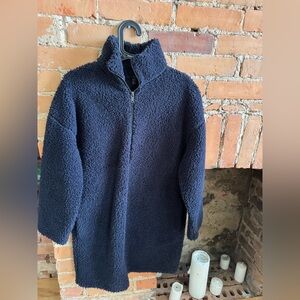 COS Cozy Navy Blue Fleece Pullover Dress
